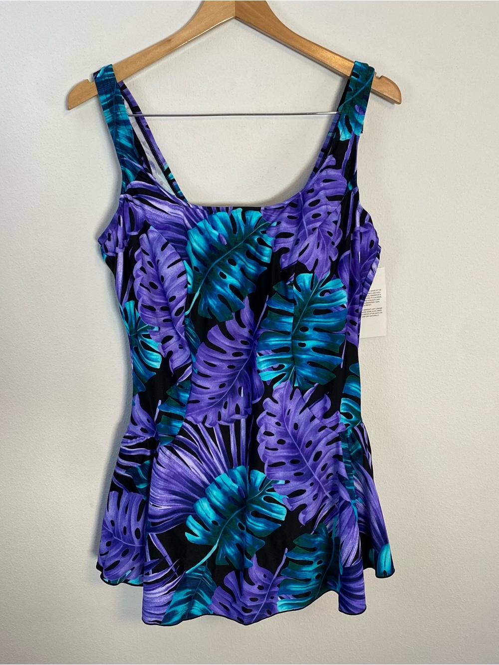 Azul Maxine of Hollywood Purple Blue Floral Print One Piece Swimsuit Size 18
